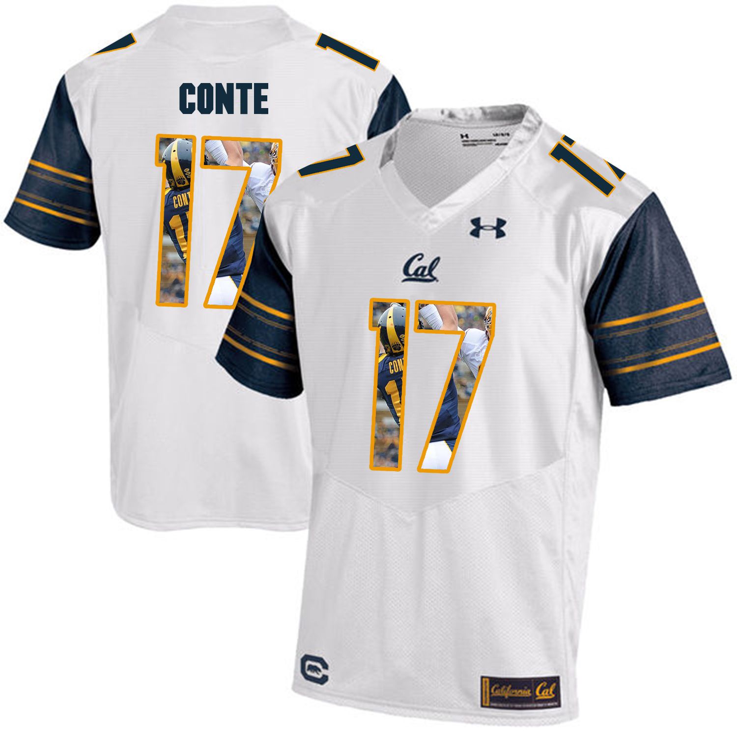 Men California Golden Bears #17 Chris Conte White Customized NCAA Jerseys